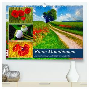 Bunte Mohnblumen – Impressionen der Mohnblüte in Acrylfarbe (hochwertiger Premium Wandkalender 2024 DIN A2 quer), Kunstdruck in Hochglanz von Frost,  Anja