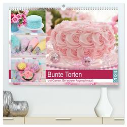 Bunte Torten und Cremen. Ein leckerer Augenschmaus (hochwertiger Premium Wandkalender 2024 DIN A2 quer), Kunstdruck in Hochglanz von Hurley,  Rose