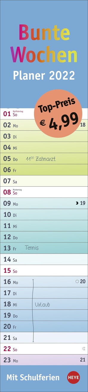 Bunte Wochen Langplaner Kalender 2022 von Heye