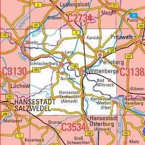 C3134 Wittenberge Topographische Karte 1 : 100 000