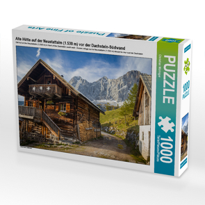 CALVENDO Puzzle Alte Hütte auf der Neustattalm (1.530 m) vor der Dachstein-Südwand 1000 Teile Lege-Größe 64 x 48 cm Foto-Puzzle Bild von Christian Müringer