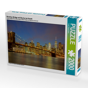 CALVENDO Puzzle Brooklyn Bridge mit Skyline bei Nacht 2000 Teile Lege-Größe 90 x 67 cm Foto-Puzzle Bild von Franz Tangermann