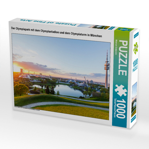 CALVENDO Puzzle Der Olympiapark mit dem Olympiastadion und dem Olympiaturm in München 1000 Teile Lege-Größe 64 x 48 cm Foto-Puzzle Bild von Werner Dieterich