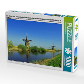 CALVENDO Puzzle Die kleine und romantische Flusslandschaft im Windmühlenpark von Kinderdijk in Holland. 1000 Teile Lege-Größe 64 x 48 cm Foto-Puzzle Bild von Konstanze Junghanns