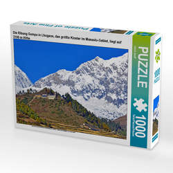 CALVENDO Puzzle Die Ribung Gompa in Lhogaon, das größte Kloster im Manaslu-Gebiet, liegt auf 3100 m Höhe 1000 Teile Lege-Größe 64 x 48 cm Foto-Puzzle Bild von Ulrich Senff