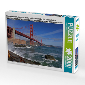 CALVENDO Puzzle Eindrucksvolle Golden Gate Bridge mit Fort Point über das Golden Gate in Kalifornien, San Francisco. Amerika, USA, Meer, Wasser, Ruhe, Architektur 2000 Teile Lege-Größe 90 x 67 cm Foto-Puzzle Bild von Markus Pitzer