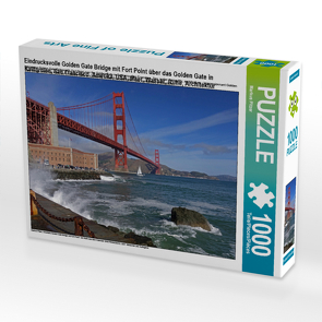 CALVENDO Puzzle Eindrucksvolle Golden Gate Bridge mit Fort Point über das Golden Gate in Kalifornien, San Francisco. Amerika, USA, Meer, Wasser, Ruhe, Architektur 1000 Teile Lege-Größe 64 x 48 cm Foto-Puzzle Bild von Markus Pitzer