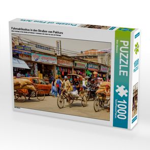 CALVENDO Puzzle Fahrradrikschas in den Straßen von Pokhara 1000 Teile Lege-Größe 64 x 48 cm Foto-Puzzle Bild von Maro Niemann von Niemann,  Maro