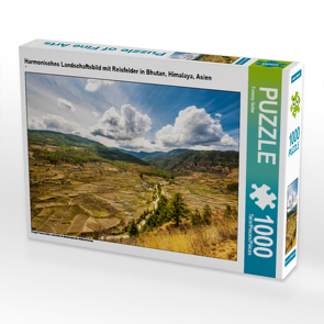 CALVENDO Puzzle Harmonisches Landschaftsbild mit Reisfelder in Bhutan, Himalaya, Asien 1000 Teile Lege-Größe 64 x 48 cm Foto-Puzzle Bild von Tommy Seiter