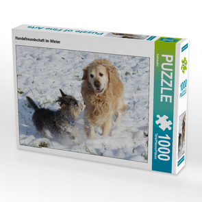 CALVENDO Puzzle Hundefreundschaft im Winter 1000 Teile Lege-Größe 64 x 48 cm Foto-Puzzle Bild von Kattobello