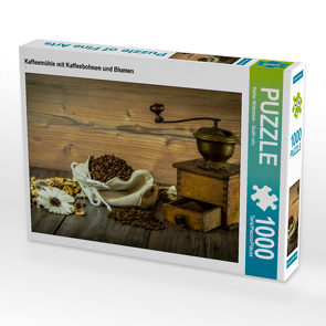 CALVENDO Puzzle Kaffeemühle mit Kaffeebohnen und Blumen 1000 Teile Lege-Größe 64 x 48 cm Foto-Puzzle Bild von Stefan Widerstein – SteWi.info