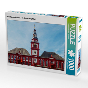 CALVENDO Puzzle Mannheimer Kirchen – St. Sebastian (Mitte) 1000 Teile Lege-Größe 64 x 48 cm Foto-Puzzle Bild von Thomas Seethaler