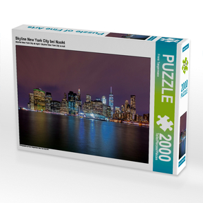 CALVENDO Puzzle Skyline New York City bei Nacht 2000 Teile Lege-Größe 90 x 67 cm Foto-Puzzle Bild von Franz Tangermann