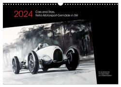 Cars and Stars, Retro-Motorsport-Gemälde in SW (Wandkalender 2024 DIN A3 quer), CALVENDO Monatskalender von Bartsch / design,  bartsch.,  Andreas