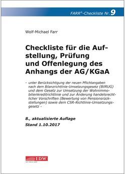 Farr, Checkliste 9 (Anhangs der AG/KGaA), 8.A. von Farr,  Wolf-Michael