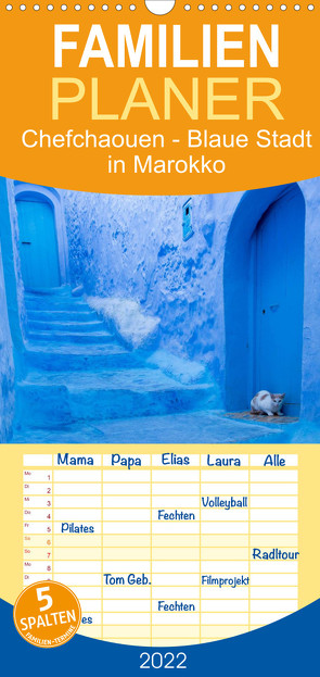 Familienplaner Chefchaouen – Blaue Stadt in Marokko (Wandkalender 2022 , 21 cm x 45 cm, hoch) von Rusch - www.w-rusch.de,  Winfried