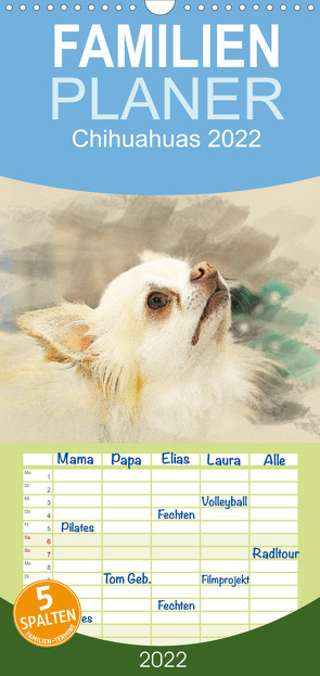 Familienplaner Chihuahuas 2022 (Wandkalender 2022 , 21 cm x 45 cm, hoch) von Redecker,  Andrea