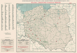 CIA-Karte: Eisenbahnnetz Polen und zerstörte Bahnbrücken 1951 von Heller,  M.