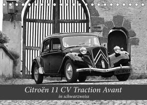 Citroën 11 CV Traction Avant in schwarzweiss (Tischkalender 2023 DIN A5 quer) von Laue,  Ingo