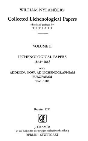 Collected Lichenological Papers von Nylander,  William