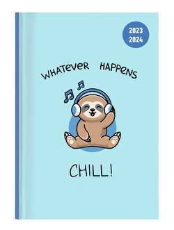 Collegetimer Chill! 2023/2024 – Schüler-Kalender A5 (15×21 cm) – Faultier – Day By Day – 352 Seiten – Terminplaner – Notizbuch – Alpha Edition