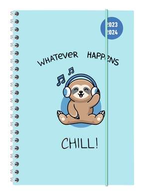 Collegetimer Chill! 2023/2024 – Schüler-Kalender A5 (15×21 cm) – Faultier – Ringbindung – Weekly – 224 Seiten – Terminplaner – Alpha Edition