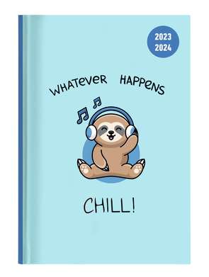 Collegetimer Chill! 2023/2024 – Schüler-Kalender A6 (10×15 cm) – Faultier – Day By Day – 352 Seiten – Terminplaner – Notizbuch – Alpha Edition