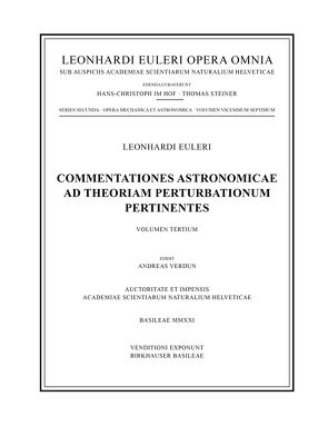 Commentationes astronomicae ad theoriam perturbationum pertinentes 3rd part von Euler,  Leonhard, Verdun,  Andreas