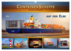 Containerschiffe auf der Elbe (Wandkalender 2024 DIN A2 quer), CALVENDO Monatskalender von Roder,  Peter