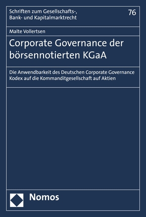 Corporate Governance der börsennotierten KGaA von Vollertsen,  Malte