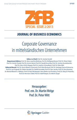 Corporate Governance in mittelständischen Unternehmen von Welge,  Martin, Witt,  Peter