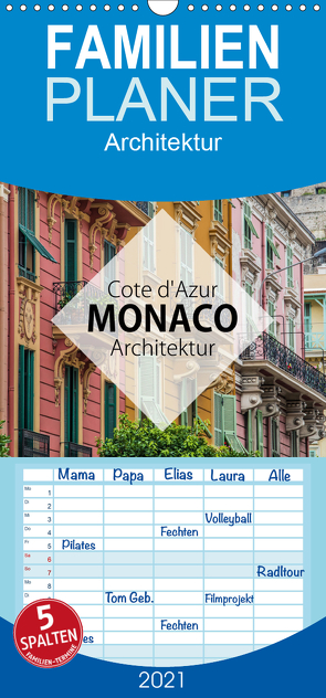 Côte d’Azur Monaco Architektur – Familienplaner hoch (Wandkalender 2021 , 21 cm x 45 cm, hoch) von Korte,  Niko