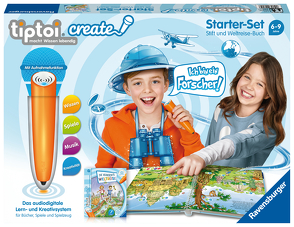 Ravensburger tiptoi CREATE Starter-Set 00805: Stift und Weltreise-Buch – Kreativ-Buch für Kinder ab 6 Jahren, mit Aufnahmefunktion