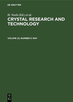 Crystal Research and Technology / May von Kleber,  W., Neels,  H.