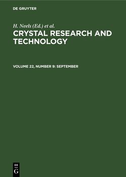 Crystal Research and Technology / September von Kleber,  W., Neels,  H.