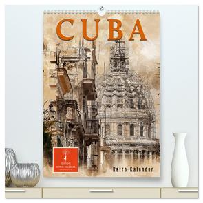 Cuba Retro Kalender (hochwertiger Premium Wandkalender 2024 DIN A2 hoch), Kunstdruck in Hochglanz von Roder,  Peter