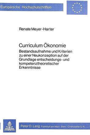 Curriculum Ökonomie von Meyer-Harter,  Renate