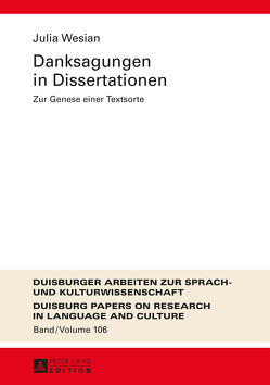 Danksagungen in Dissertationen von Wesian,  Julia