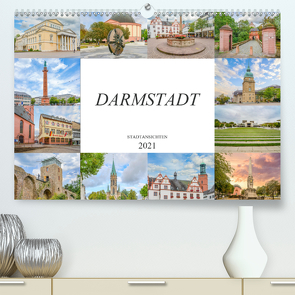 Darmstadt Stadtansichten (Premium, hochwertiger DIN A2 Wandkalender 2021, Kunstdruck in Hochglanz) von Meutzner,  Dirk