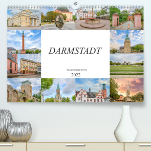 Darmstadt Stadtansichten (Premium, hochwertiger DIN A2 Wandkalender 2022, Kunstdruck in Hochglanz) von Meutzner,  Dirk