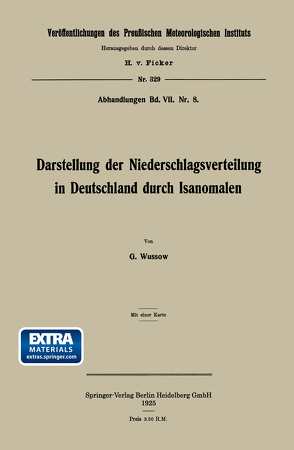 Darstellung der Niederschlagsverteilung in Deutschland durch Isanomalen von Wussow,  Gustav