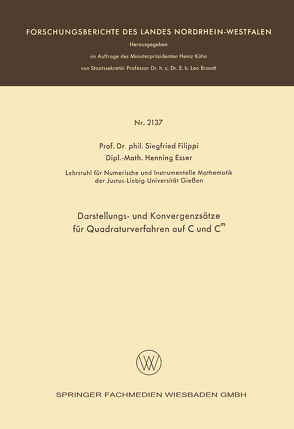 Darstellungs- und Konvergenzsätze für Quadraturverfahren auf C und Cm von Esser,  Henning, Filippi,  Siegfried