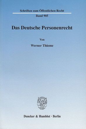 Das Deutsche Personenrecht. von Thieme,  Werner