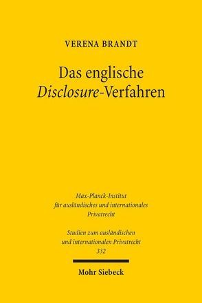 Das englische Disclosure-Verfahren von Brandt,  Verena