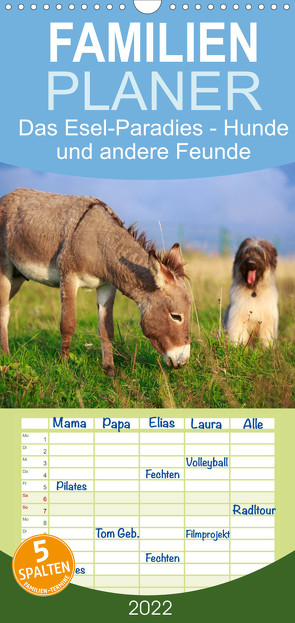 Das Esel-Paradies – Hunde und andere Feunde – Familienplaner hoch (Wandkalender 2022 , 21 cm x 45 cm, hoch) von Stanzer,  Elisabeth