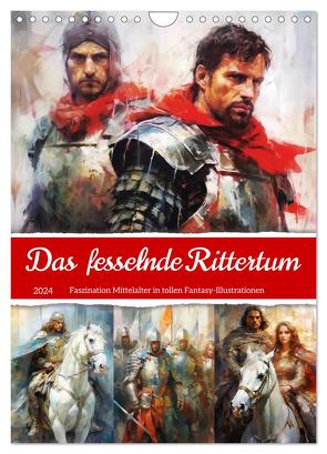 Das fesselnde Rittertum. Faszination Mittelalter in tollen Fantasy-Illustrationen (Wandkalender 2024 DIN A4 hoch), CALVENDO Monatskalender von Hurley,  Rose