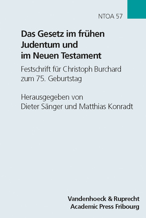 Das Gesetz im frühen Judentum und im Neuen Testament von Becker Jürgen, Bergmeier,  Roland, Charlesworth,  James H., Gemünden,  Petra von, Hofius,  Otfried, Kirchhoff,  Renate, Klinghardt,  Matthias, Konradt,  Matthias, Kuhn,  Heinz-Wolfgang, Lampe,  Peter, Nebe,  Gottfried, Nicklesburg,  George W.E., Sänger,  Dieter, Schaller,  Berndt, Theißen,  Gerd, Thyen,  Hartwig, Wischmeyer,  Oda