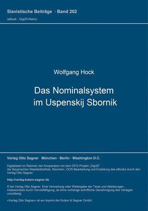 Das Nominalsystem im Uspenskij Sbornik von Hock,  Wolfgang