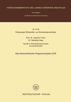 Das ökonometrische Programmsystem EPS von Frohn,  Joachim