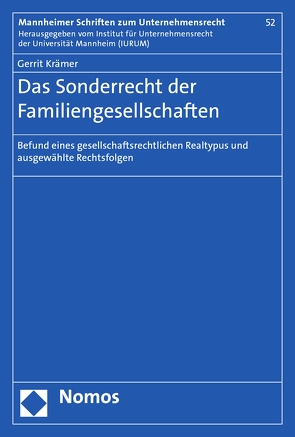 Das Sonderrecht der Familiengesellschaften von Krämer,  Gerrit